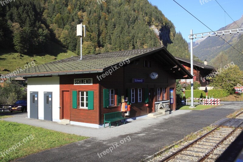 Switzerland Mountain Railway Mountain Train Station Track