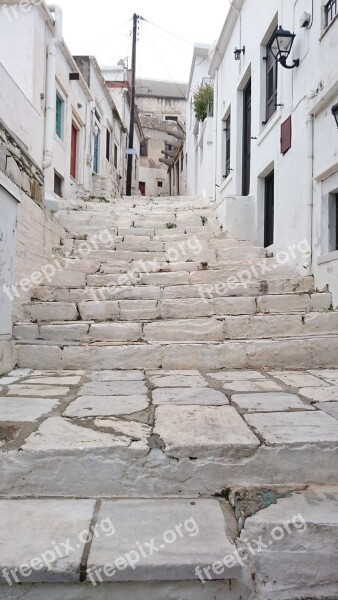 Naxos Greece Stairs Marble Town Marble