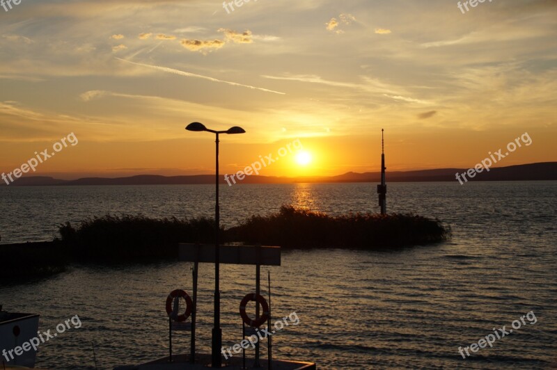 Lake Balaton Sunset Evening Sky Twilight