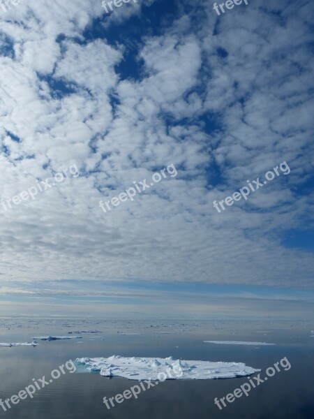 Spitsbergen Arctic Ocean Sky Clouds Ice Floe