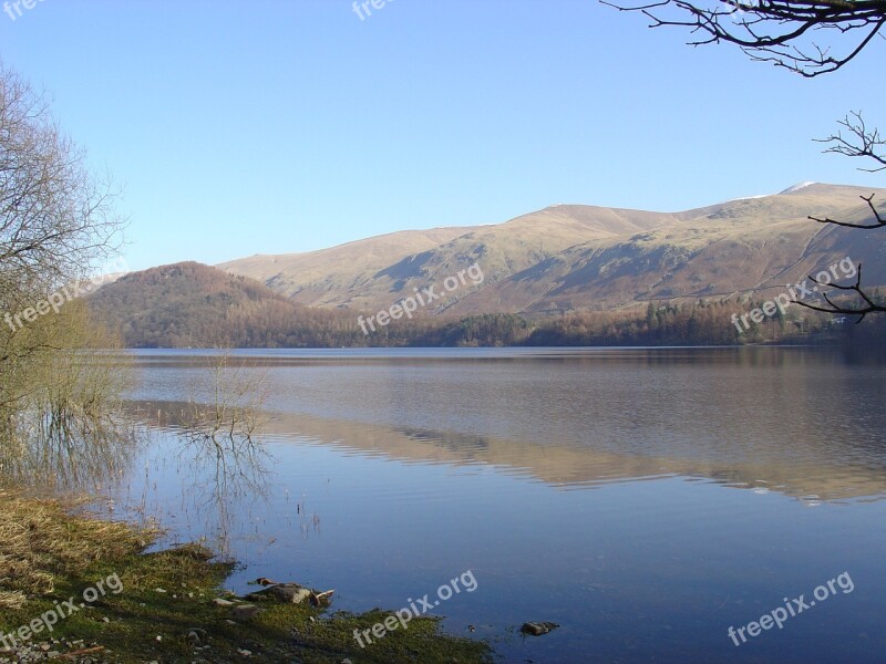 Lakes Lake District Nature Water Reflection