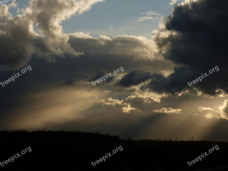 Sunbeams Clouds Evening Light Free Photos