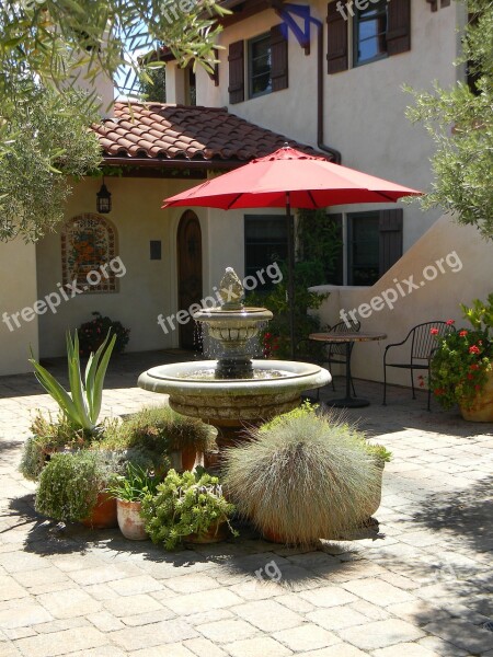 Courtyard Ojai California Tile Roof Succulent Plants