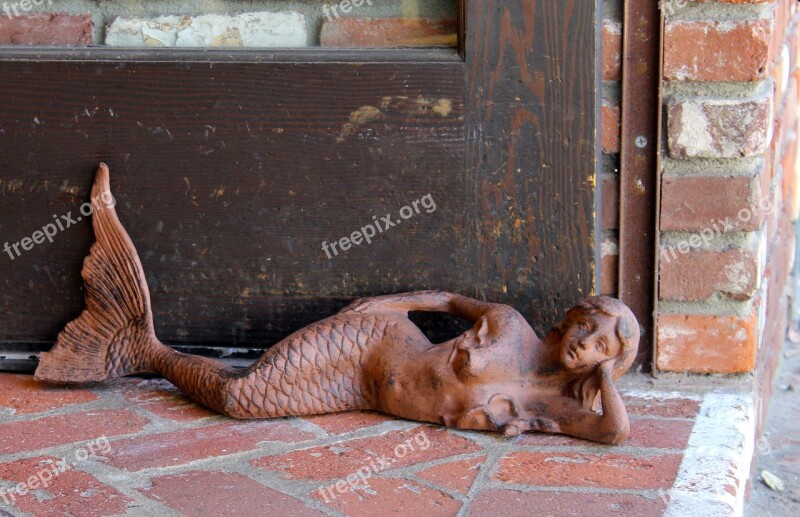 Mermaid Art Statue Brick Door