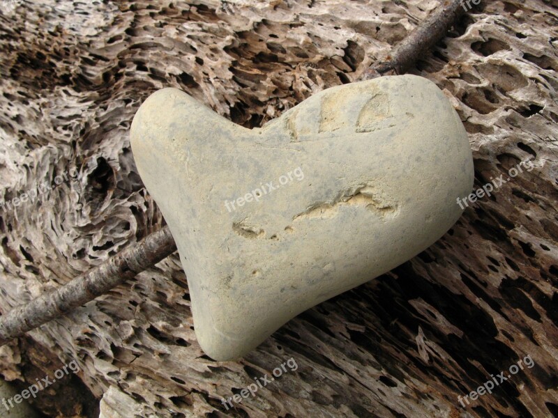 Stone Heart Wood Nature Love