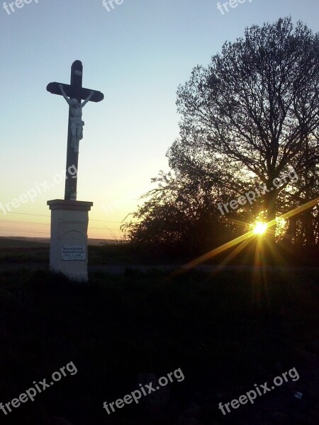 Christ Sunset Landscape Dusk Glow