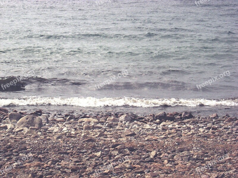 Beach Stones Wave Sea Water