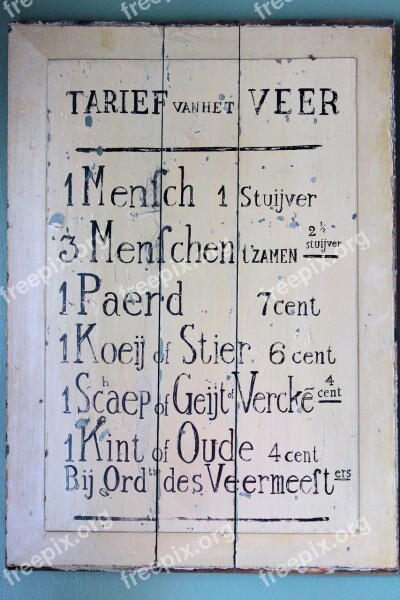 Price List Antique Ferry Fare Wine Harvest