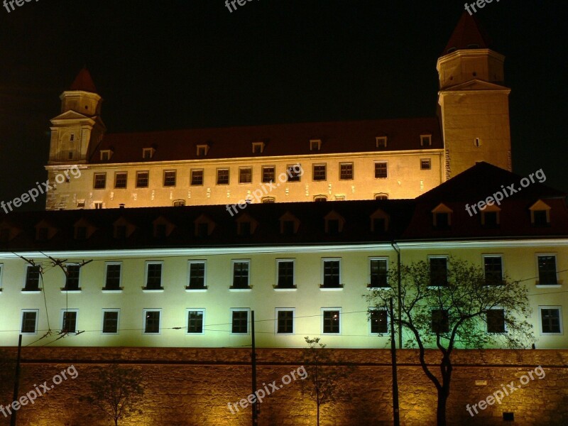 Slovakia Bratislava Castle Night Free Photos