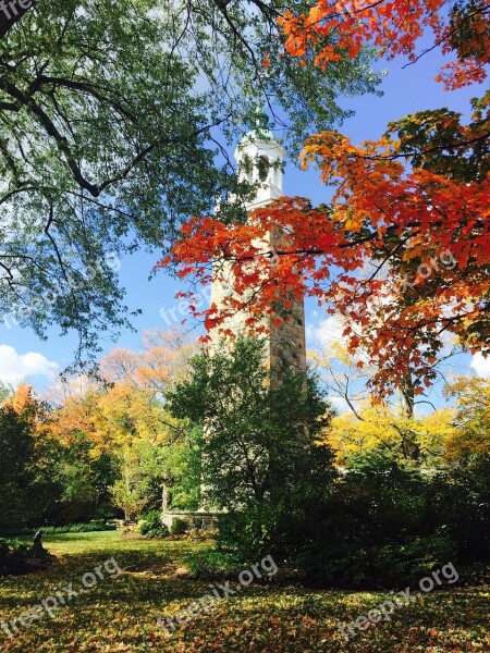 Autumn Landscape Fall Outdoor Clock Tower