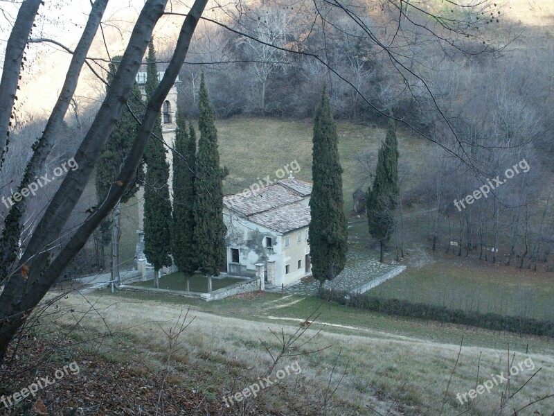 Church Landscape Cypress Trees Middle Ages Monument