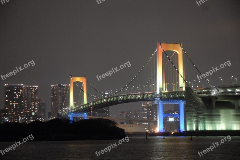 Night View Bridge Light Up Night City