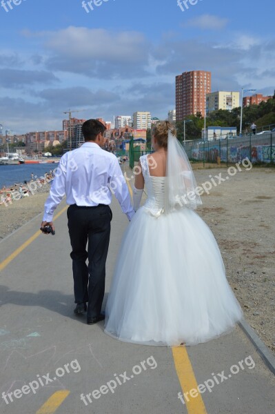 Couple Love Wedding The Groom Bride