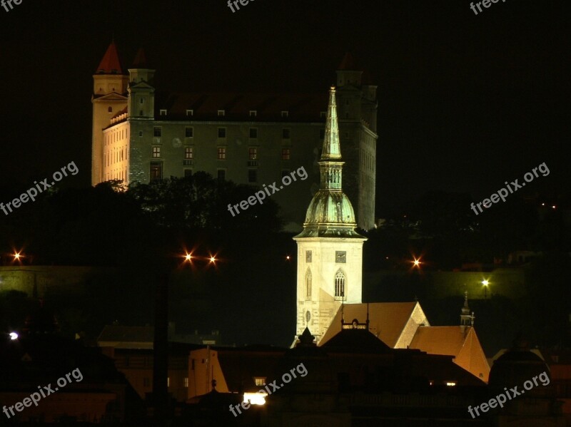 Slovakia Bratislava Night City Castle