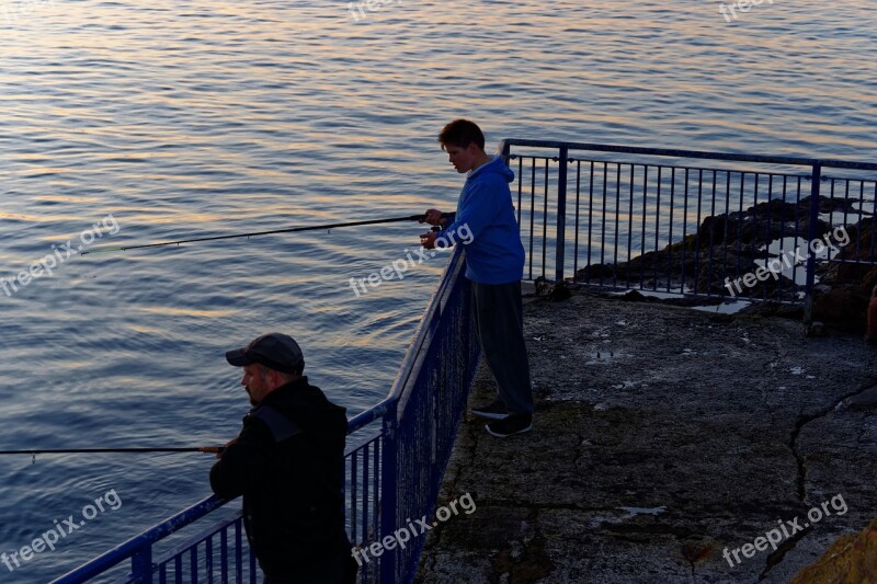 Fishing Fishermen Anglers Boy Man