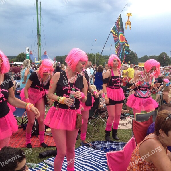 Costumes Girls Wigs Pink Festival