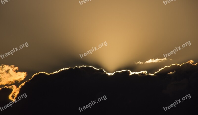 Sky Cloud Sunset Sun Rays Golden