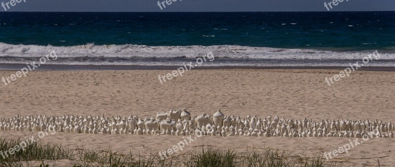 Sculpture Plastic White Bottles Art