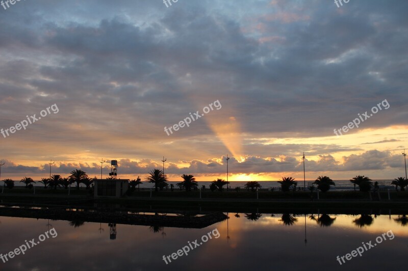 Sea Batumi Summer Sunset Sea Shore