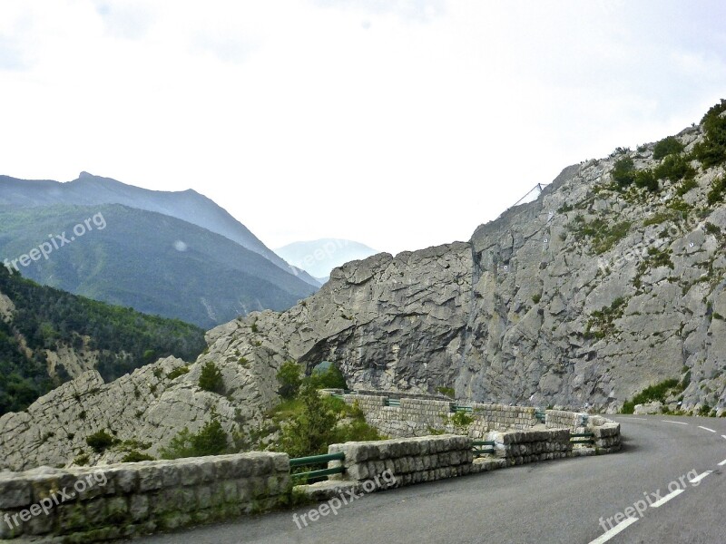 Mountain Road Narrow Scenic Transportation Curve