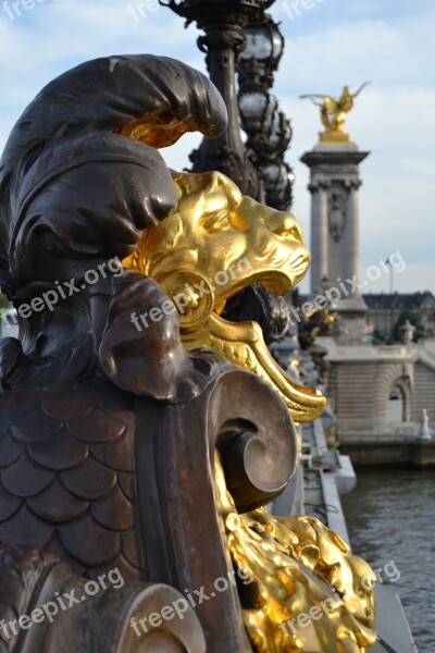 Paris Bridge Sculpture France Architecture