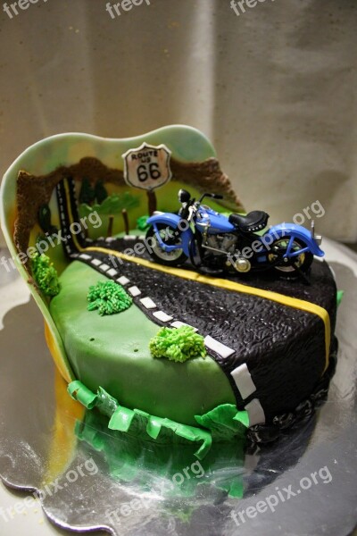 Road Road 66 Harley Motorcycle Cake