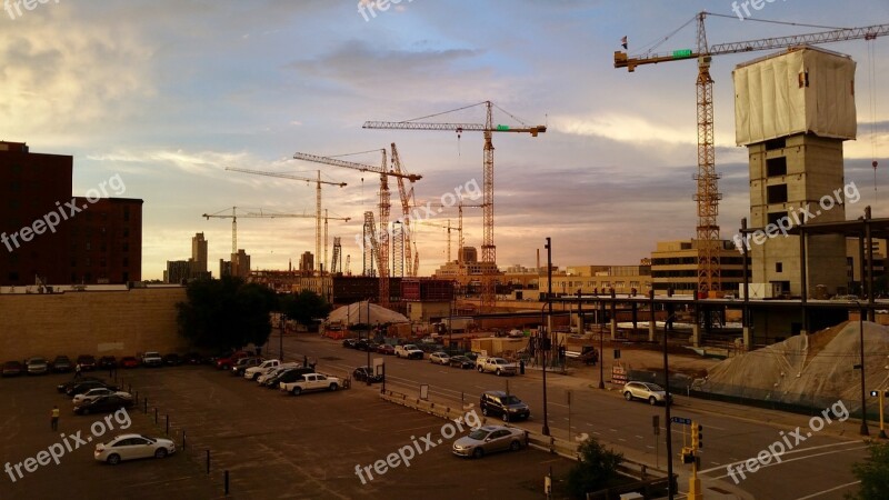 Cranes Construction Building Site Minnesota Usa