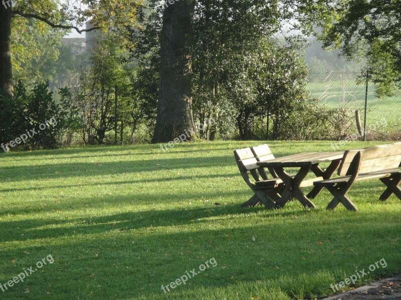 Park Bank Picnic Wooden Bench Table