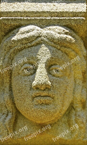 Face Stone Carving Ancient Head