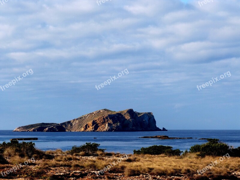 Island Sea Clouds Grasses Ibiza