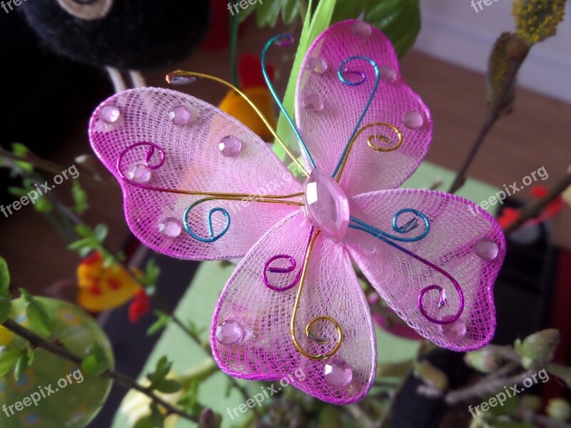 Ornament Butterfly Twigs Violet Decoration