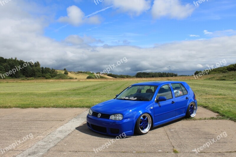 Car Vw Golf Blue Parking