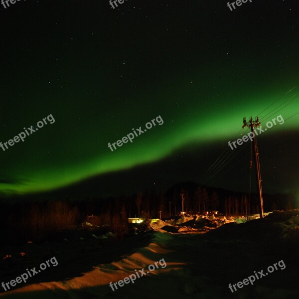 Northern Lights Winter Aurora Borialis Sky Night