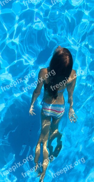 Swimming Pool Girl Child Water Blue