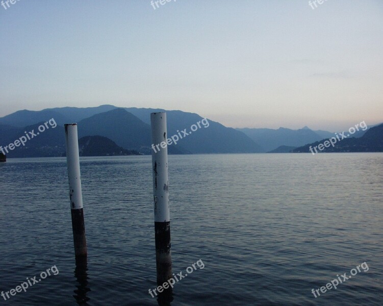 Lake Como Calm Mountains Clouds Sun