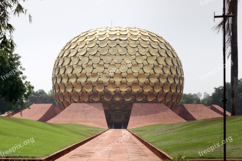 Auroville Matir Mandir Nature Globe Golden Globe