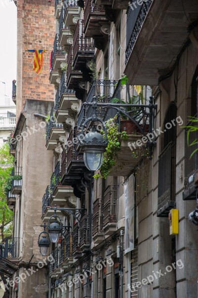 House Facade Architecture Barcelona Balcony