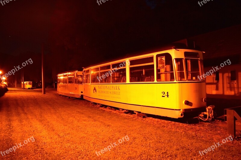 Tram Night Traffic Kirnitschtalbahn Saxon Switzerland