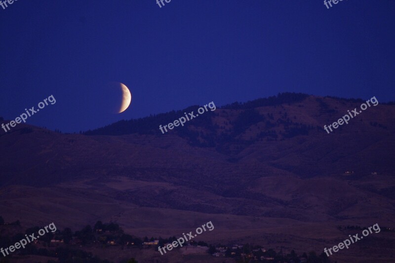 Lunar Eclipse Moon Rising Night Sky