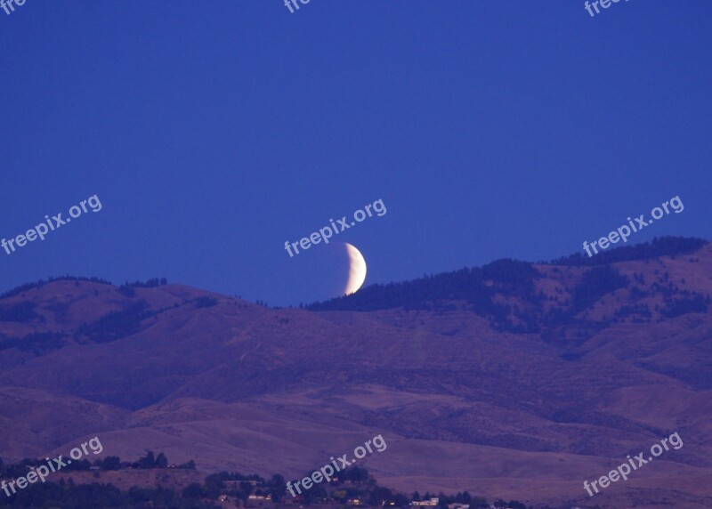 Lunar Eclipse Moon Rising Night Sky