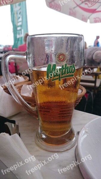 Beer Beer Glass Greek Beer Mythos Bar