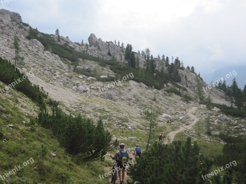 Dolomites Mountains Italy Cyclists Transalp