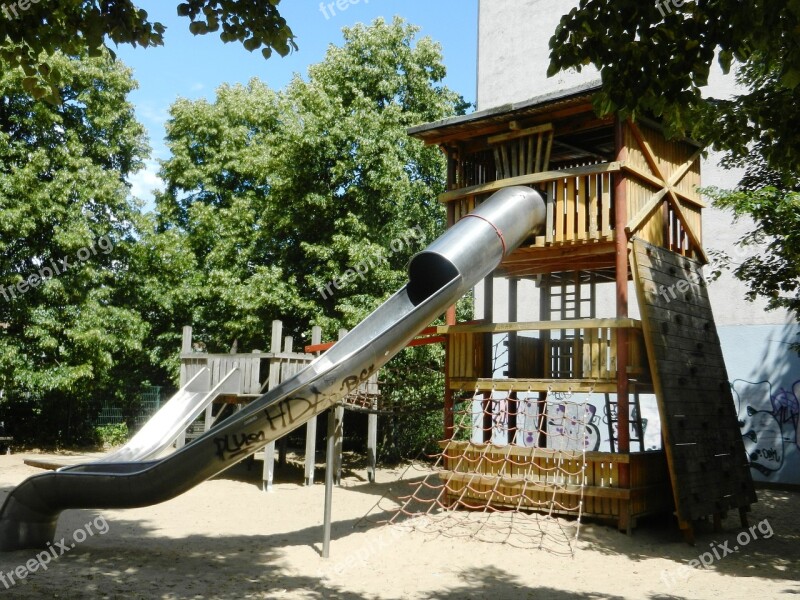 Playground Slide Children Entertainment Joy