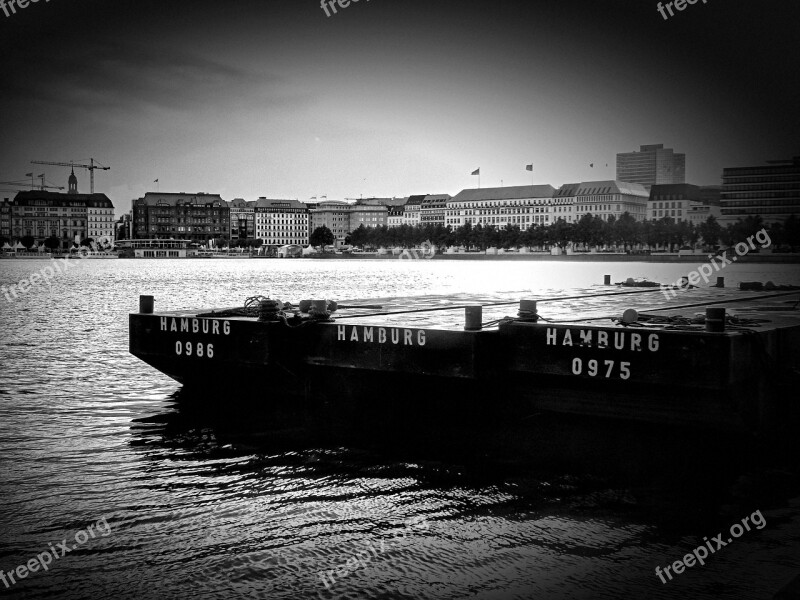 Hamburg Alster Black And White Water Innenalster