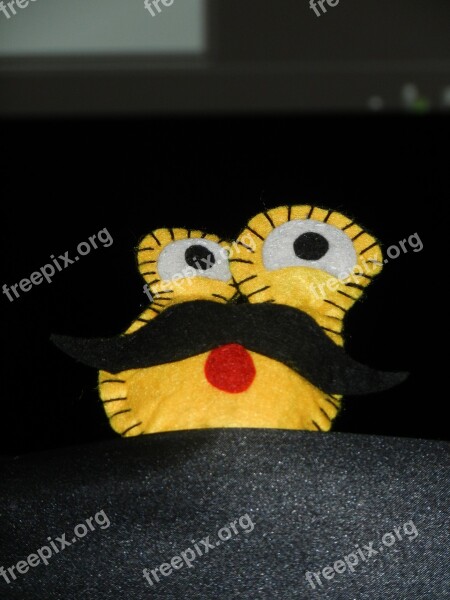 Plush The Mascot Teddy Bear Eyes Mustache