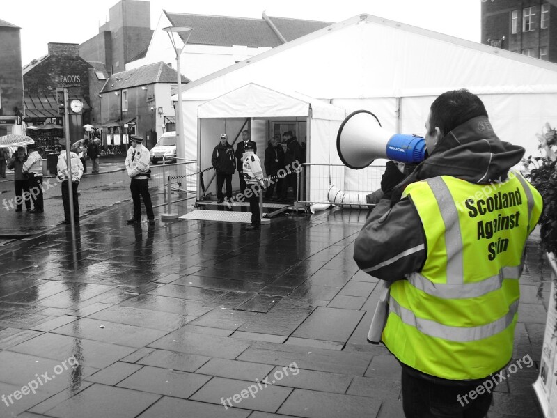 Protest Protesters Demonstration Policeman Scotland