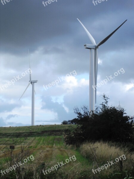 Wind Farm Wind Turbines Renewable Countryside Free Photos