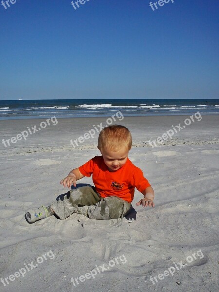 Beach Boy Toddler Sand Seaside