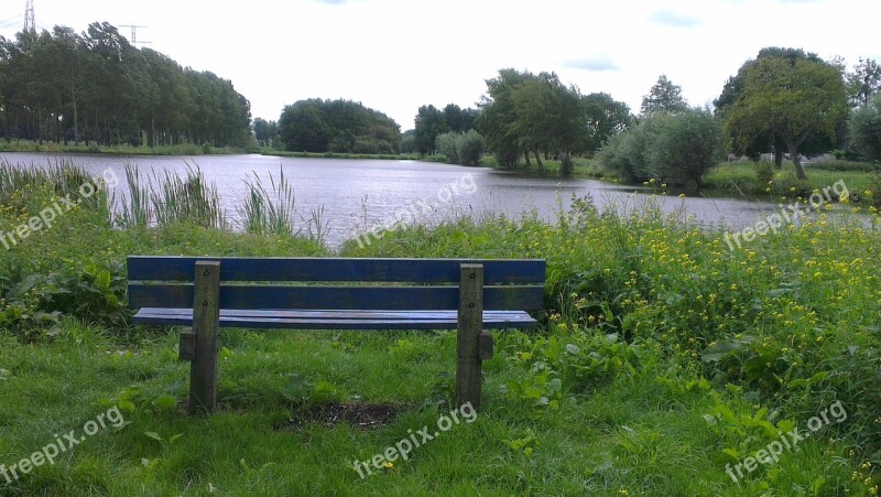 Bank Bench Water Nature Wooden Bench