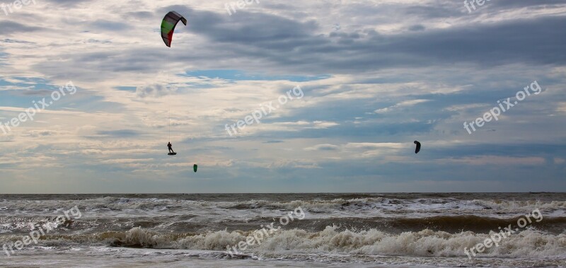 Kitesurfer Kitesurfing Dragons Sport Sea